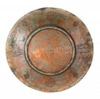 Antik vörösréz tányér, d: 25 cm