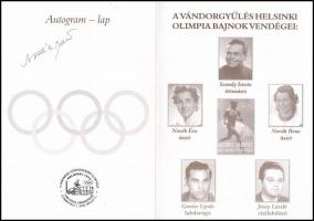2002 A Magyar Olimpiai Akadémia XXXVIII. vándorgyűlésének emléklapján aláírások, közte Novák Éva úsz...