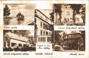 1949 Siófok, Kikötő, Chinoin dolgozóinak üdülője, Mirabel penzió, automobil, Schmoll dolgozóinak üdülője, Keresk. és Szöv. Min. üdülője (fl)