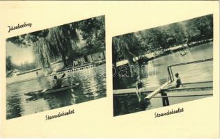 Jászberény, strand, evezős csónak, fürdőzők. Doboczky László kiadása