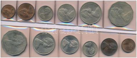 Ausztrália 1974. 1c-50c forgalmi sor fólia tokban + 1975. 1c-50c forgalmi sor fólia tokban T:1,1-  Australia 1974. 1 Cent - 50 Cents coin set in foil case + 1975. 1 Cent - 50 Cents coin set in foil case C:UNC, AU