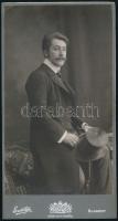 cca 1910 Márkus Jenő (1879-?), tanácsos, operettszerző, a Népopera, a Budapest Székesfővárosi Közlekedési Részvénytársaság igazgatója kabinetfotója 10,5x20,5 cm