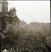 cca 1950 Budapest, Rákosi Mátyás választási beszéde a Kossuth téren, 5 db vintage NEGATÍV Kotnyek An...