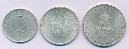 1948. 5Ft Ag "Petőfi" + 10Ft Ag "Széchenyi" + 20Ft Ag "Táncsics" "...