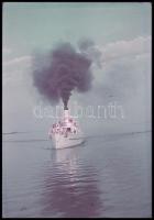 cca 1942 Balatoni hajók, 3 db vintage színes DIAPOZITÍV felvétel Kerny István (1879-1963) budapesti ...