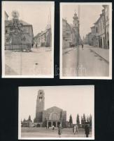 Győr, 1931, 3 db vintage fotó a város különböző helyszíneiről, 8,5x6 cm