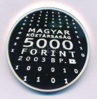 2003. 5000Ft Ag "Neumann János" kapszulában, tanúsítvánnyal T:PP Adamo EM188