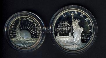 USA 1986. 1/2$ + 1$ Ag "Szabadság-szobor" díszkiadásban! T:PP Tanúsítvánnyal!