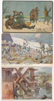 11 db RÉGI katonai motívumlap, közte osztrák-magyar katonai lapok / 11 pre-1945 WWI military motive ...