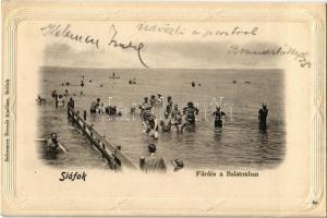1903 Siófok, Fürdés a Balatonban. Schwarcz Bernát kiadása. Emb. Art Nouveau
