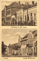 Tasnád, városháza, állami iskola, Horthy Miklós utca / town hall, school, street (EK)