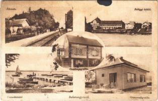 Balatongyörök, vasútállomás, belügyi üdülő, csónakkikötő, Czwörnyeg és Grunovszky villa (Rb)