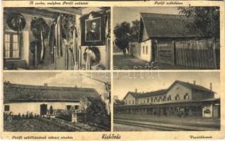 Kiskőrös, vasútállomás, Petőfi szülőháza, udvara és a szoba melyben született, belső (vágott / cut)