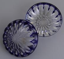 Ajka kristály kék-fehér bonbonniere. Jelzett, hibátlan. d: 13 cm