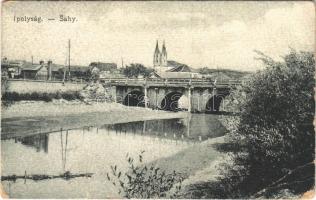 Ipolyság, Sahy; híd, templom. Neumann kiadása / bridge, church + "1938 Az első visszatért magyar város Ipolyság" So. Stpl. (EB)
