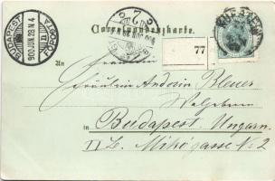 1900 Kufstein (Tirol), street view, castle. Kunstanstalt Lautz & Isenbeck Art Nouveau, floral, l...