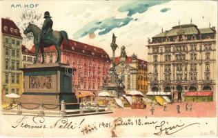 1901 Wien, Vienna, Bécs; Am Hof / square, market vendors. litho (EK)