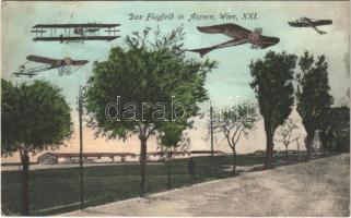 1916 Wien, Vienna, Bécs XXI. Das Flugfeld in Aspern / airfield in Aspern. Montage with aeroplanes (EK)