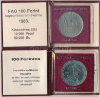 1982. 100Ft Cu-Ni "Labdarúgó világbajnokság 1982" + 1983. 100Ft Cu-Ni "FAO - Több gabonát a világnak" , mindkettő eredeti tokban, tanúsítvánnyal T:BU,1 Adamo EM68, EM72