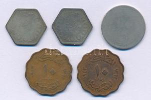 Egyiptom ~1943. 10m-2P 5db-os érme tétel, közte 2db Ag T:2-,3 Egypt ~1943. 10 Milliemes - 2 Piastres 5pcs of coins, including 2pcs of silver C:VF,F