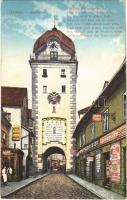 1914 Leoben (Steiermark), Stadtturm / street view, shops (EK)