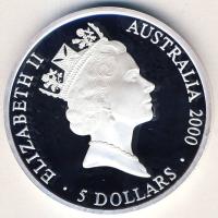 Ausztrália 2000. 5$ Ag "Sydney-i olimpia-Fehér cápák" T:PP Eredeti díszdobozban, tanúsítvánnyal!