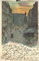 1899 Wien, Vienna, Bécs; Graben / street view, art postcard. Kosmos litho s: Árpád Basch (EB)