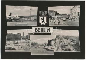 1965 Berlin, Zentralflughafen, Bahnhof Friedrichstrasse, Unter den Linden, Karl Marx Allee, Alexanderplatz - modern giant non PC card (20,7 x 14,5 cm)