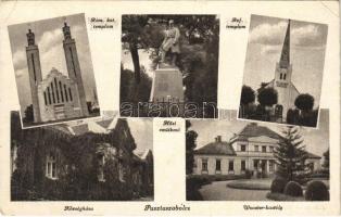 1949 Pusztaszabolcs, Római katolikus templom, Hősök szobra, emlékmű, Református templom, Községháza, Wooster kastély (EK)