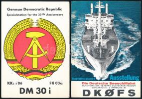 cca 1977-1979 Vegyes NDKs rádióvisszajelzés kártya, rajta reklámokkal, az egyiken a Trabantot is gyá...