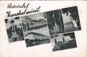 1944 Jánoshalma, mozaiklap hengermalommal és Országzászlóval (EK)