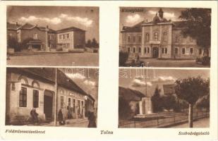 Tolna, Községháza, Földmívesszövetkezet, kerékpár, üzlet, Szabadságzászló