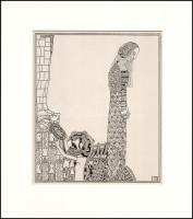 Kozma Lajos (1884-1948): Fátyolban. Cinkográfia, papír, jelzett a cinkográfián, paszpartuban, 19,5×16,5 cm