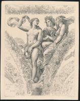 Tiburce de Mare (1840-1900): Mitológiai jelenet. Rézkarc, Jelzett a dúcon. 21x16,5 cm