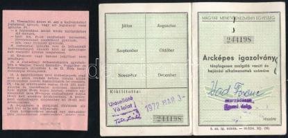 1972 Arcképes menetkedvezményi igazolvány vasúti, hajózási alkalmazottak részére