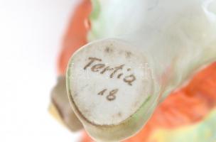 Herendi porcelán kakadu, kézzel festett, jelzett, lepattanással a taréjon, m: 16 cm