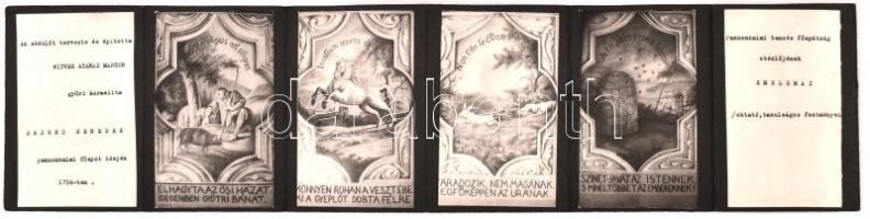 cca 1940 Pannonhalmi apátság ebédlőjének dekorációi. fotó sorozat leporelló 14 képpel. 13x10 cm