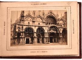 1874 Verona, Triest, Venezia 3 db fotó és litografált képeket tartalmazó leporelló egészvászon kötés...
