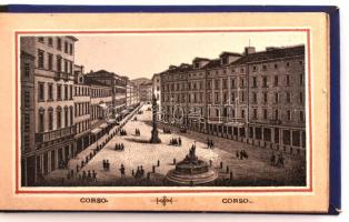 1874 Verona, Triest, Venezia 3 db fotó és litografált képeket tartalmazó leporelló egészvászon kötés...