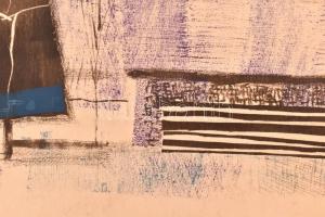 Pásztor Gábor (1933-2012): Tengerpart, 1964. Színes litográfia, papír. Jelzett. Paszpartuban. 26x47 ...