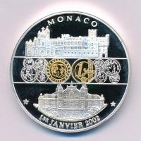 Monaco 2002. Emlékérem a közös valutáról ezüstözött, részben aranyozott fém emlékérem kapszulában (40mm) T:1 (eredetileg PP)