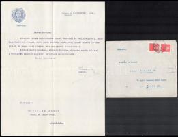 1934 Bp., Ravasz László (1882-1975) református püspök aláírt levele + hozzátartozó boríték