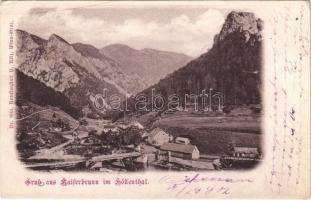 1902 Kaiserbrunn (Reichenau), im Höllental / valley, general view, bridge (EK)