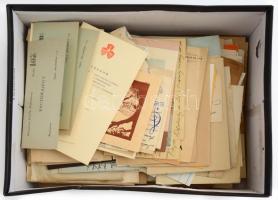 Cipősdoboznyi régi levelezés, nyomtatványok, levelezőlapok