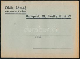 1938 Bp. XI., Oláh József vaskereskedésének kivonatos árjegyzéke, 32p