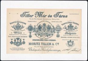 1896 Tiller Mór és Társa cs. kir. udvari egyenruha szállítók reklámja, kartonra ragasztva