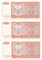 Horvátország / Krajnai Szerb Köztársaság 1993. 1.000.000.000D (3x) mindhárom Z sorozat T:I Croatia / Republic of Serbian Krajina 1993. 1.000.000.000 Dinara (3x) all three with Z prefix, replacement note C:UNC