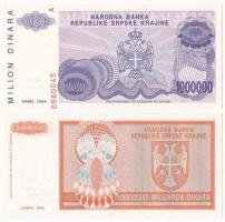 Horvátország / Krajnai Szerb Köztársaság 1993. 1.000.000.000D sorszám nélkül + 1994. 1.000.000D félr...