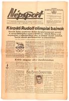 1960 Népsport 1960. szept. 9., XVI. évf. 186. sz., 6 p. Benne a kor, a XVII. nyári római olimpia híreivel, közte Kárpáti Rudolf (1920-1999) kardvívó olimpiai bajnoki címének a hírével a címlapon.