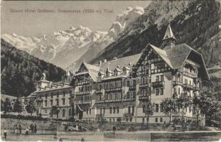 Colle Isarco, Grossensass, Grossensaß (Südtirol); Grand Hotel Gröbner / hotel, tennis court, ladies playing tennis, automobile, mountain. Verlag Alois Schwärzler (EK)